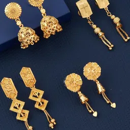 DIVASTRI Women Pack of 4 Gold-Plated Earrings-picture-10