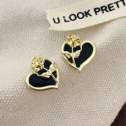 Krelin Gold-Plated Floral Heart Shaped Studs-12