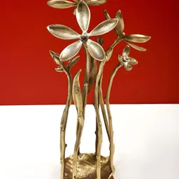 Exotic India Gold Toned Brass Floral Curio Showpiece-picture-45