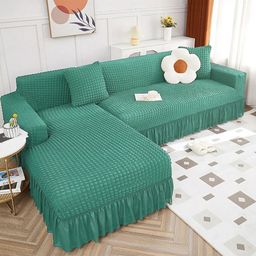 Cortina Lime Green Polyester 2 Piece Sofa Cover With Arms-image-51