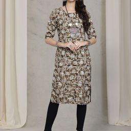 7Threads Women Ethnic Motifs Printed Sequinned Floral Crepe Kurta-image-61