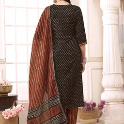 anouk rustic Anouk Women Printed Regular Kurta with Trousers & With Dupatta image 5