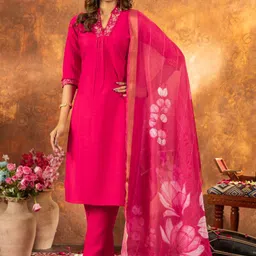 KRITVA FASHION Women Floral Solid Kurta with Churidar & Dupatta-picture-34