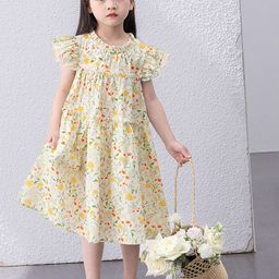 LULU & SKY Floral Print Flutter Sleeve A-Line Dress-image-68
