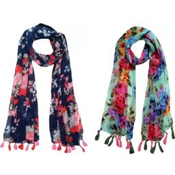 StoleVilla Multicoloured Floral Chiffon Stoles-image-50
