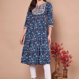 Anouk Women Floral Embroidered Mirror Work Kurta-picture-31