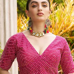 HERE&NOW Embroidered Radymade Saree Blouse-43