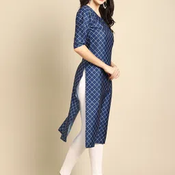 Anouk Rustic Selection Of 2 Checked Round Neck Straight Kurtas image 2