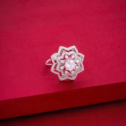 Kushal's Fashion Jewellery Rhodium-Plated Zircon Studded Party Finger Ring-picture-35