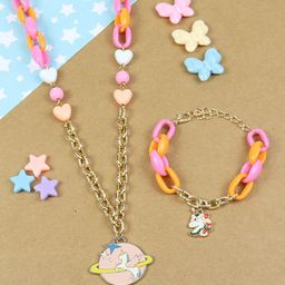 Asthetika Kids Girls Beaded Unicorn Galaxy Charm Jewellery Set-51