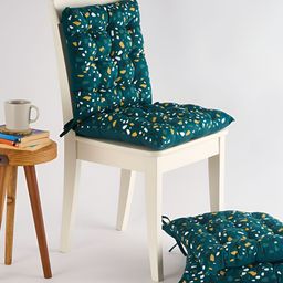 SKANDA FAB Green & White 4 Pieces 100% Cotton Mosaic Printed Chair Pads-17