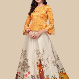 Kaizen TEXO FAB Printed Satin Semi-Stitched Lehenga & Unstitched-picture-52