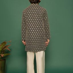 VASTRAMAY Boys Embroidered Regular Thread Work Kurta with Pyjamas image 4
