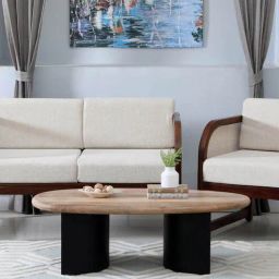 woodsworth from pepperfry Holmes Solid Wood Coffee Table In Natural & Black Finish-picture-30