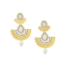 MEMOIR Gold Plated CZ Studded Contemporary Drop Earrings-image-25
