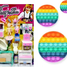 Doll House Moon Bool Set for Girl's Combo of Dollhouse-popit gol_Pack of 21-17