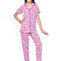 Bloem Girls Conversational Printed Lapel Collar Night suit-picture-26