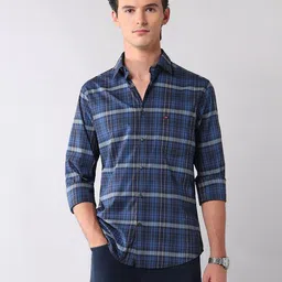AD By Arvind Men Slim Fit Tartan Checked Spread Collar Cotton Casual Shirt-image-72
