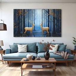 The Castle Decor Gold-Toned & Blue 5 Piece Wood Birds and Animals Wall Paintings-image-99