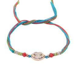 Sangria Set Of 2 Stones Studded & Beaded Thread Rakhi with Roli Chawal Chandan & Mishri image 3