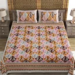 Myntra Elegant Homes Pink Floral Printed Cotton 144 TC King Bedsheet Set- 2.18 m x 2.64 m-picture-12