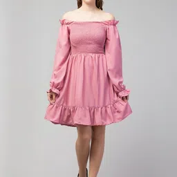 X FASHION GALLRY Puff Sleeves Fit & Flare Dress-picture-29