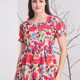 Claura Floral Print Cotton Top-image-34