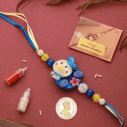 Saraf RS Jewellery Kids Donald Duck Toy Thread Rakhi With 1 gram 999 Round Silver Coin-image-84