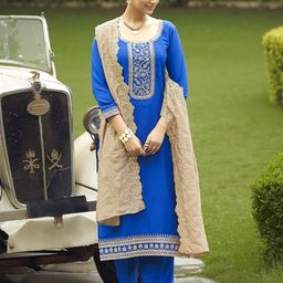 Colors of Earth Women Embroidered Regular Thread Work Kurta with Trousers & With Dupatta-picture-15