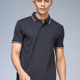 MAXZONE Men Solid Polo Collar T-shirt-image-59