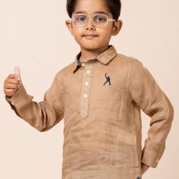 Zaahii Boys Spread Collar Solid Cotton Casual Shirt-image-0
