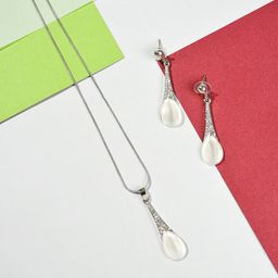 DressBerry Silver Plated Stone Studded Jewellery Set-image-63
