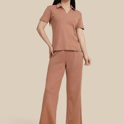 TWIN BIRDS Textured Pure Cotton T-Shirt With Trousers Co-Ords-image-17
