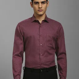 Louis Philippe Textured Spread Collar Full Sleeves Cotton Formal Shirt-image-20