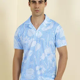 Allen Solly Men Floral Printed Polo Collar Cotton T-shirt-image-89