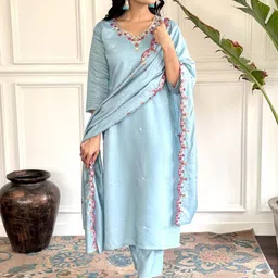 TWINS LADY Women Floral Embroidered Kurta with Trousers & Dupatta-picture-27
