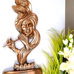 apka mart Bronze Krishna Idol Metal Wall Hanging-image-99