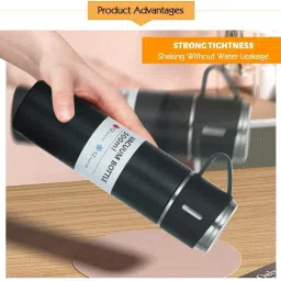 tumbluxe29 Steel Vacuum Flask Set with 3 Steel Cups Combo 500 ml Bottle image 5