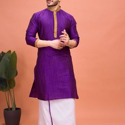 SHIWAM ETHNIX Men Solid Festive Silk Straight Kurta-picture-56