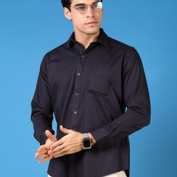 V-Mart Men Spread Collar Solid Cotton Casual Shirt-picture-20