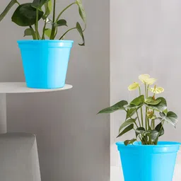 Decorcity 2Pcs Turquoise Blue Metal Cylinder Planters-26