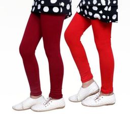 Tik Tok WEARS Girls Red Churidar Length Leggings-picture-35