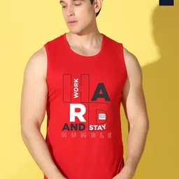 WOOSTRO Pack Of 2 Printed Combo Cotton Gym InnerwearVests VWS26(HARD RED)(ENJOY NAVY)-31