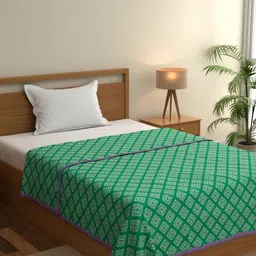 home expressions Ambrosia Green & White Printed AC Room 120 GSM Single Bed Dohar-picture-12