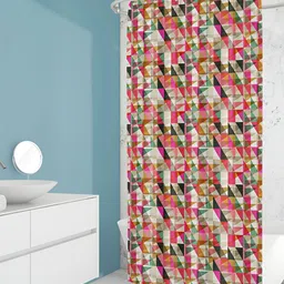ArtzFolio Off White & Pink Printed Waterproof Shower Curtain-image-35