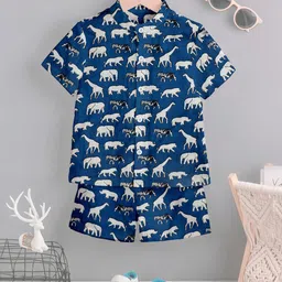 BAESD Boys Printed Band Collar Shirt With Shorts-picture-21