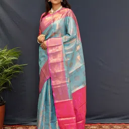 yourwish Woven Design Zari Silk Blend Kanjeevaram Saree-picture-6