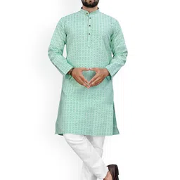 trustous Men Embroidered Regular Thread Work Kurta with Pyjamas-picture-37