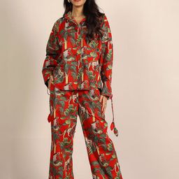 KAORI BY SHREYA AGARWAL Printed Pure Cotton Shirt Collar Neck Shirt & Trousers Co-Ords-image-69