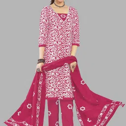 shree jeenmata collection Women Floral Printed Regular Pure Cotton Kurta with Churidar & With Dupatta-image-48